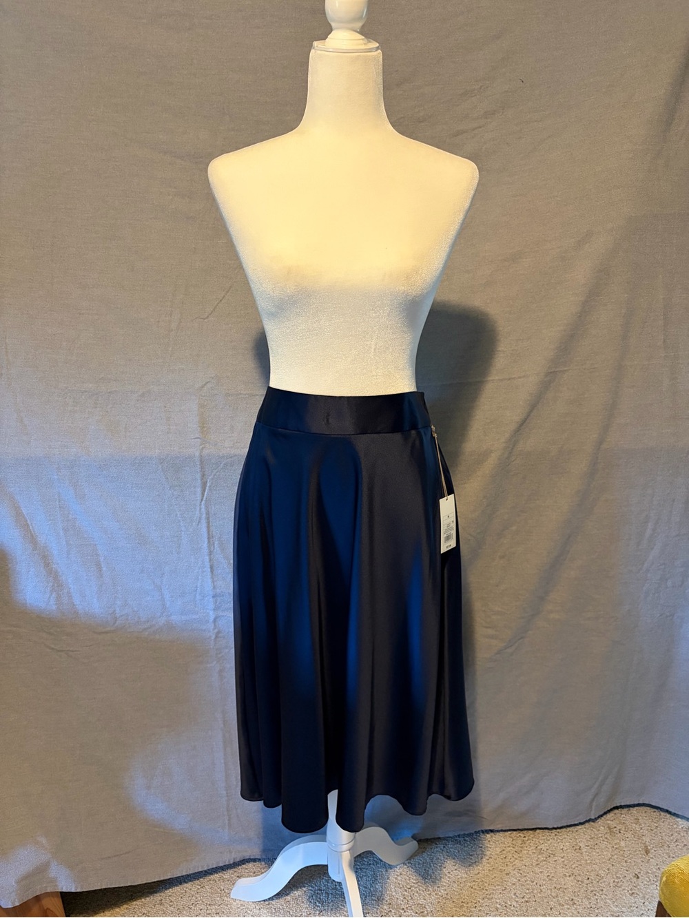 a new day Navy Satin-Feel Midi Skirt